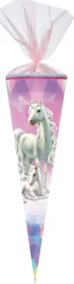 Produktbild von Nestler Schultüte Organza 70 cm rund Strass EinhornMärWald