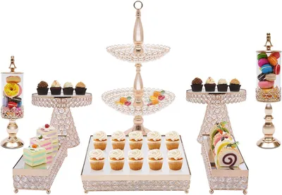 Zdjęcie produktu dla 8-częściowy stojak na tort, okrągły stojak na tort urodzinowy, laska cukrowa, stół deserowy