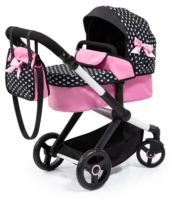 Produktbild von Bayer Design 17060AA Kombi-Puppenwagen Xeo mit Tasche, wandelbar als Jogger, verstellbarer Griff, schwarz, rosa