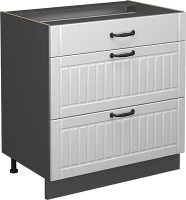 Produktbild von Küchenunterschrank Vicco Fame-Line Weiß Landhaus 80 cm mit 3 Schubladen, ohne Arbeitsplatte, Model 38601