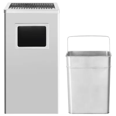 Produktbild von vidaXL Mülleimer mit Aschenbecher Hotel 45 L Edelstahl