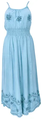 Produktbild von Besticktes Boho Sommerkleid, Langes Besticktes Kleid - Hellblau, Damen, Viskose, Kleider
