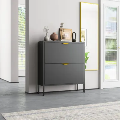 Produktbild von Mein-Regal Schuhschrank Paris aus Metall mit 2 Schuhkippern Schwarz