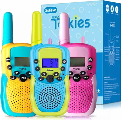 Produktbild von OKWISH 3er Pack Walkie Talkies, 8 Funkgerät mit beleuchteter LCD-Taschenlampe, 3-Meilen-Reichweite für Kinder, Outdoor-Abenteuer, Camping, Wandern