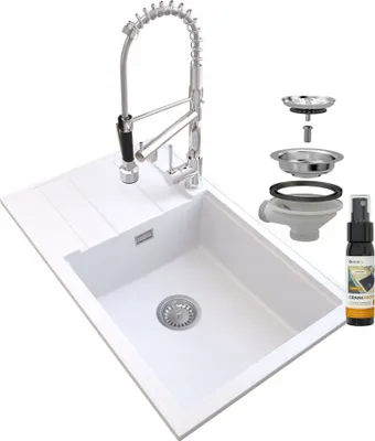 Obrázek produktu pro Granitan | Granitový dřez LOUIS - Bílý - Minimalistický design - Vysoce kvalitní povrchová úprava