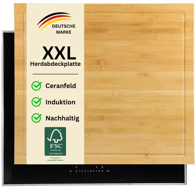 Produktbild von MOON HOME Schneide- und Abdeckplatte - Eclipse, aus nachhaltigemBambus/Holz, antibakteriell, große 2-in-1 Herdabdeckplatte, rutschfeste Füße