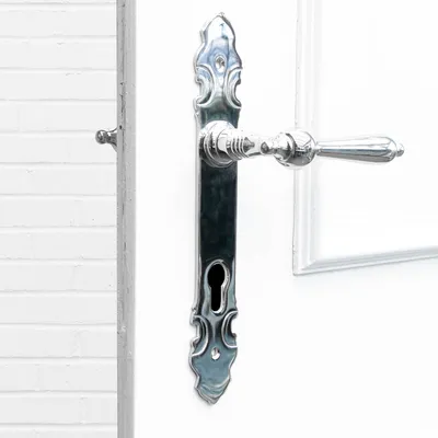 Produktbild von Drückergarnitur für Haustüren-Langschild-Edles Design | PZ92 | Nickel glanz