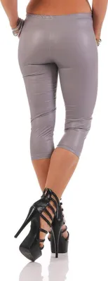 Obrázek produktu pro Dámské 3/4 legíny Capri Wet-Look Glanz Matt; Grau Matt/S/36