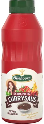 Produktbild von Oliehoorn Currysaus Extra Pittig 465g – Scharfe Currysauce für Fleisch & Snacks