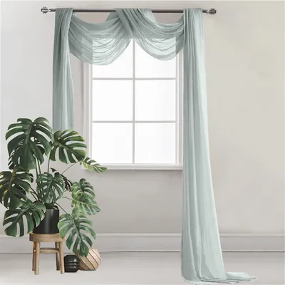 Immagine prodotto di Tenda leggera grigia, 130x550 cm, trasparente, per la decorazione di finestre
