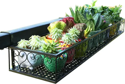 Produktbild von Eisen haengendes Blumengelaender Regal Korb mit Haken Blumenständer Balkon Pflanzgefaesse Staender Halter fuer Aussen