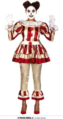 Produktbild von Clown Halloween Kostüm Für Erwachsene Horror Clown Gruseliger Auftritt Fasching Party Blutig Gruselig Grusel Horror Shows Maskerade Zirkus, Größe: 36 - 38 (S) Farbe: Beige
