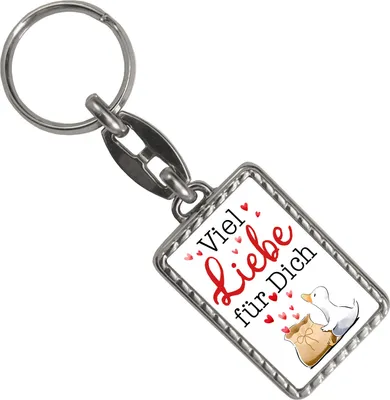 Produktbild von Ente Schlüsselanhänger mit Bordüre mit Spruch Viel Liebe für dich
