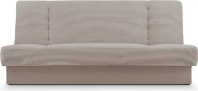 Produktbild von Cordsofa, Sofa mit Schlaffunktion und Bettkasten, Kippsofa Schlafsofa Clic-Clack Couch für Wohnzimmer Cordstoff Federkern Sofagarnitur Polstersofa - Cyprus new - Beige - Poso 2 + Paros 3