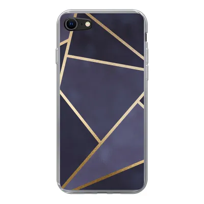 Produktbild von MuchoWow® Handyhülle Schutzhülle Hülle für iPhone SE 2020 Marmor - Blau - Collage Silikon Softcase Handy Hülle - Kartenbesitzer