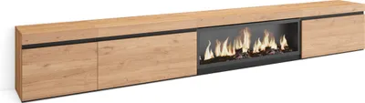 Produktbild von TV-Schrank, Lowboard, 317x35x45 cm, Elektrokamin XXL, Eiche