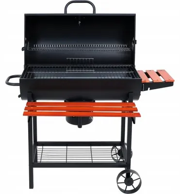 Zdjęcie produktu dla Grill Węglowy Z Pokrywą I Rusztem 71X34,5Cm Przenośny Z Termometrem Grill