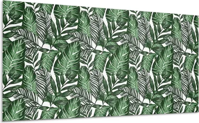 Produktbild von Tropische Blätter In Einem Muster – Selbstklebende Fliesen – Wandverkleidung – Wandpaneel – PVC Fliesen – Vinylflisen – PCV Flisen – Selbstklebend – Wanddeko –100 x 50 cm