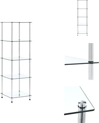 Produktbild von vidaXL Regal mit 5 Ablagen Transparent 40x40x130 cm Hartglas -  Bücherregale & Bücherschränke
