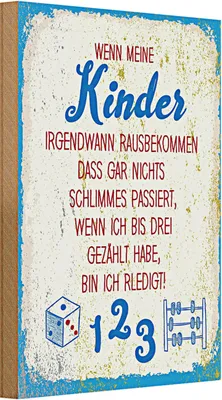 Produktbild von Holzschild Spruch Kinder wenn ich bis drei zähle 20x30cm