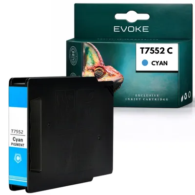 Produktbild von Evoke-Kompatible Patrone für den Epson-Drucker T7552 T755XLC, Cyan, 70 ml, kompatibel mit WorkForce Pro WF-8010, WF-8090DW und WF-8090DTWC