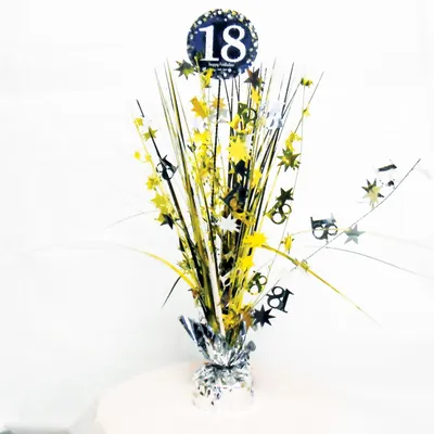 Produktbild von Amscan 9900552 Tischdekoration Zum 18. Geburtstag, Fontäne, 33 cm, Goldfarben, Geburtstag, Folie, Papier, Gold, Silber, Gelb, 457 mm