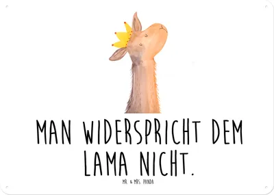 Produktbild von Mr. & Mrs. Panda tafel Lamakopf König DIN A4 - Weiß - Geschenk, Lama, Mama, Kollegin, Schild, Metallschild, Abitur, Papa, Wandbild, Metallbild, Blechschild, Chef