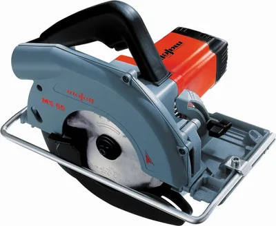 A Mafell MS 55 hand-held circular saw is shown against a white background.