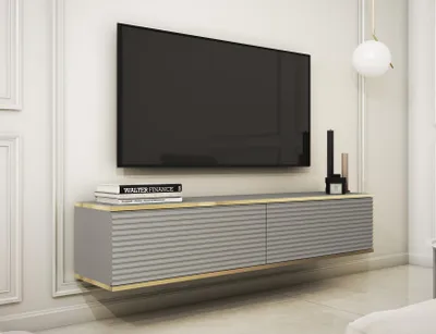 Produktbild von AX LIVING TV Hängeschrank Orkis MDF 135 cm Modern Funktional Grau
