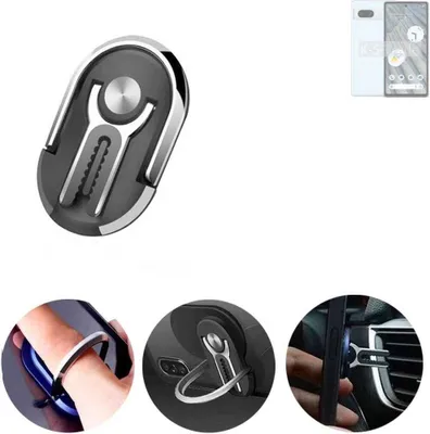 Produktbild von K-S-Trade 3in1 Smartphone-Ring Handy-Ring kompatibel mit Google Pixel 7a Fingerhalterung  Handyring Tischständer Lüftungsgitter-Halterung Tisch