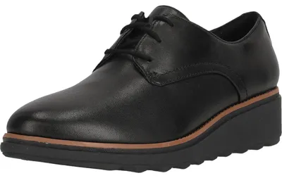 Image de Clarks Chaussures à lacets/basses pour femmes SHARON RAE Noir Cuir lisseTaille:36