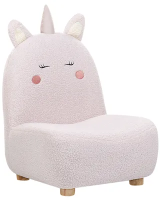 Produktbild von BELIANI Kindersessel Pastellrosa Bouclé Teddyfell mit Ohren Tierform Einhorn ohne Armlehnen Modernes Design Kinderzimmermöbel Tiersessel für Kinder