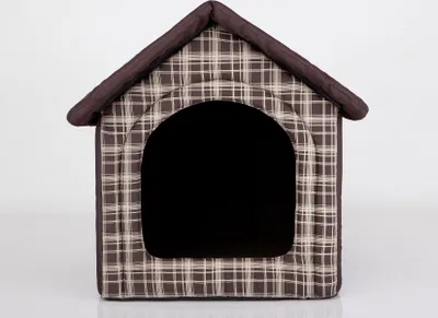 Produktbild von Hundekissen Hundehütte Hundebett Tierbett Katzenbett - Standard - 38 x 38 x 32 cm [Größe: R1] - Braun Kariert