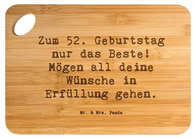Produktbild von Mr. & Mrs. Panda Holzbrett Spruch 52. Geburtstag - Transparent - Geschenk, besondere Momente, Wünsche, wertschätzende Geschenke, Freude, Geburtstagsgeschenke, Anlässe