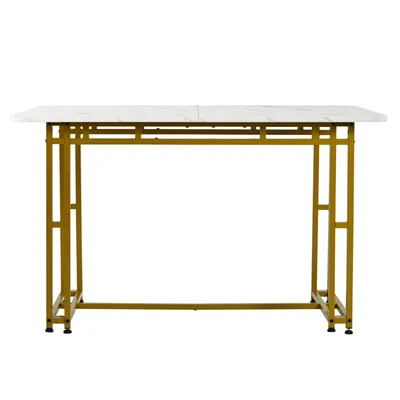 Produktbild von Eleganter Esstisch 120x70 cm,Moderner Küchentisch mit Metallbeinen,Rechteckiges Design mit stilvollen golden Beinen