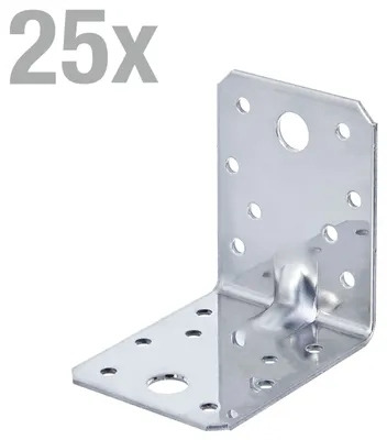 Produktbild von Alberts 25 x Schwerlast-Winkelverbinder mit Sicke 70x70x55 mm Edelstahl stabiler Winkelverbinder für Holzbau
