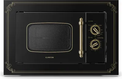 Produktbild von Klarstein Victoria 20 Einbau-Mikrowelle - Retro, 20 L, 800 W Mikrowellen-/1000 W Grillleistung, 3 Kombi-Funktionen, Edelstahl, inkl. Einbaurahmen, schwarz