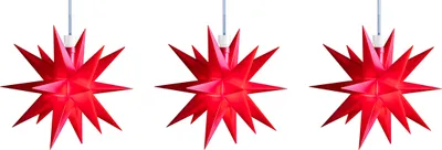 Produktbild von 3D LED Sternenkette Lichterkette mit 3 roten Sternen Ø 12 cm mit Batteriefach Weihnachtsstern Adventsstern Ministern Innen Kunststoff Stern Leuchtstern Deko für innen Indoor