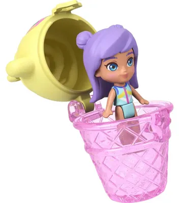 Produktbild von Polly Pocket Ananas-Äffchen-Schatulle, Spielset mit 1 Mikropuppe und Haustier, Spielzeug für unterwegs mit Obst-Zubehörteilen, Tier, 4 Jahr(e), Mehrfarbig, Kunststoff