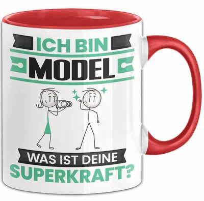 Produktbild von Model Tasse Geschenk für Model Geburtstag Lustiger Spruch Kaffee-Becher Was Ist Deine Superkraft (Rot)