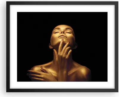 Produktbild von Gerahmtes Poster - Schwarzer Rahmen - Gold Frau Stück - 50x40 cm - Wand Bild - Wanddeko - Wandbilder - Kunstposter - Wandposter - Bilderrahmen - Bilder - Kunstdruck - Wanddekoration - P2BAA50x40-4573