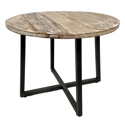 Produktbild von Couchtisch rund 60cm Cannes Beistelltisch Metall-Gestell weiß gekälkt