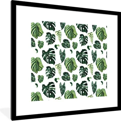 Produktbild von MuchoWow® Gerahmtes Poster Blätter - Tropisch - Grün 40x40 cm - Poster mit Schwarzem Bilderrahmen Wandposter Rahmen Foto Bilder - Poster - Plakat im Rahmen