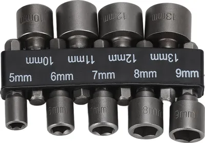 Obrázek produktu pro 9 ks nástrčných bitů s 1/4in šestihrannou stopkou z chrom-vanadiové oceli s držákem pro uložení