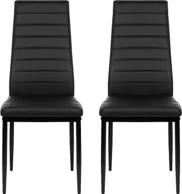 Produktbild von 2er Set Esszimmerstühle, Kunstledersitz,Metallgestell,Polsterstuhl, Küchenstuhl, Hochlehner Sitzgruppe,Sitzhöhe 45cm, Moderner Stil,schwarz
