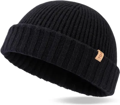 Productafbeelding van Visserbeanie XL/XXL - 100% merinowol - Gebreide wintermuts voor heren en dames