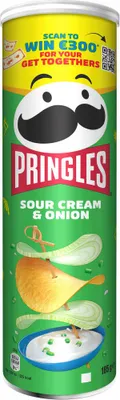 Produktbild von Pringles Sour Cream & Onion, Kartoffelchips, 185 g, Zwiebel, Sour Cream, Kartoffelpüreepulver, Sonnenblumenöl, Weizenmehl, Maismehl, Reismehl,..., Dose