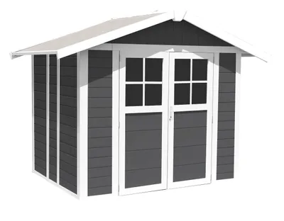 Produktbild von ONDIS24 Grosfillex Gartenhaus Kunststoff dunkelgrau DECO H4,9