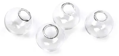 Produktbild von Vintageparts Hohlperlen Glas klar befüllbar 10 mm, 6 Stück