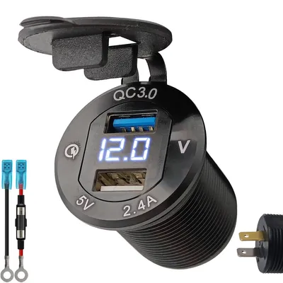 Produktbild von ProRide 12V USB Einbausteckdose 2 Ports mit Voltmeter 5V/2,4A DS2114B, KI-generiertes Bild
